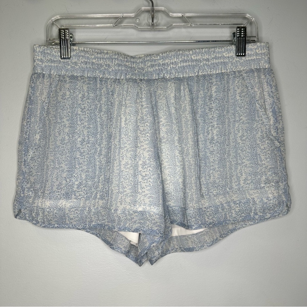 SOLD!!Joie Women’s Light Blue Dainty Printed 100% Silk Elastic Waist Shorts